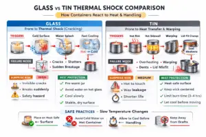 glass thermal shock triggers and tin wall-heat behavior
