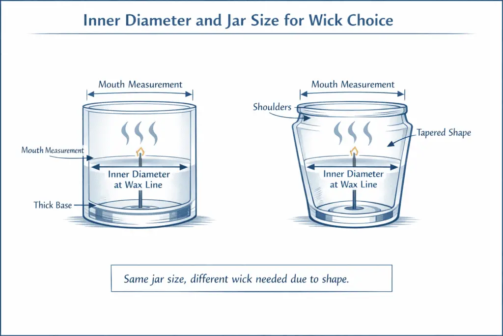 inner diameter and wax line measurement for jar size and wick choice