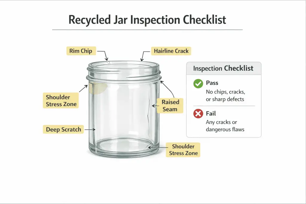 candle jar rim chip and seam inspection