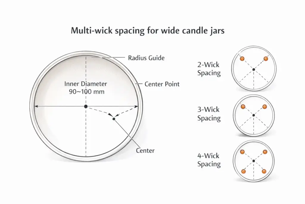 Candle making + Multi-wick placement + 90–100 mm jar