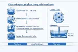 Paraffin Candle (candle making) + Poke-and-Repour + Gel-Phase Timing