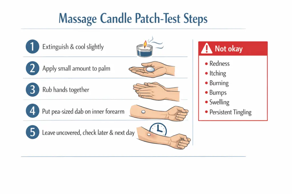 patch test steps and reaction warning signs