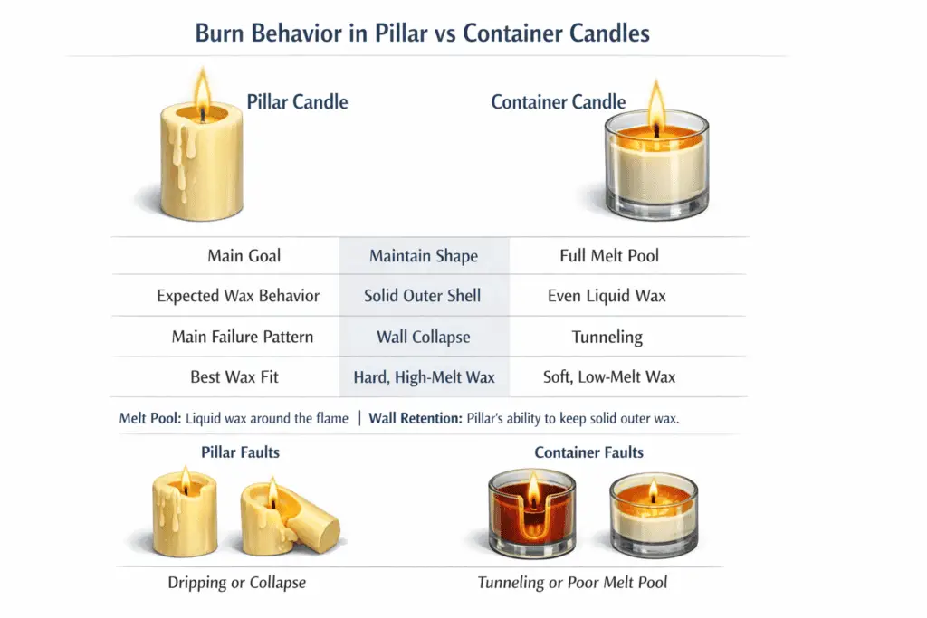 pillar wall retention and container melt pool comparison