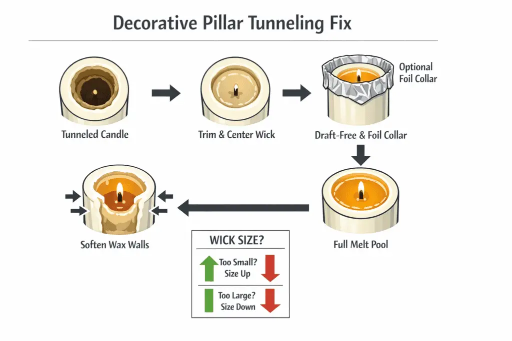 pillar tunneling and full-edge melt pool