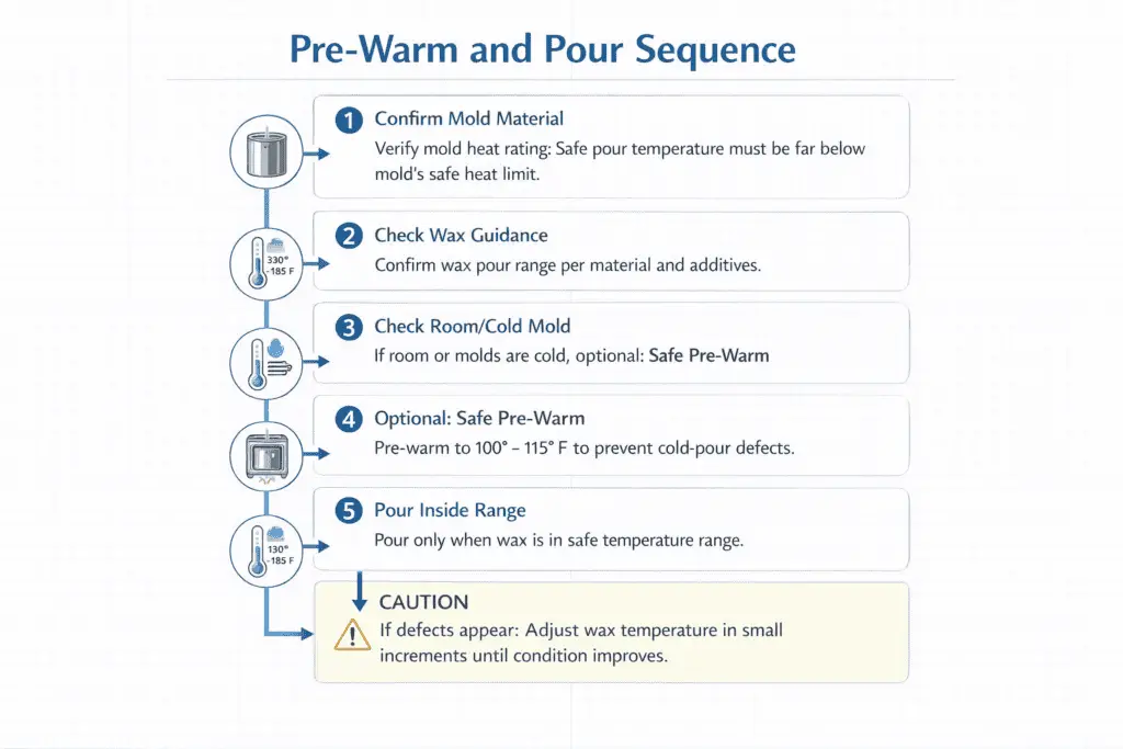 Candle Making + Pre-warm molds + step sequence