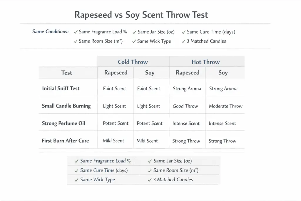 rapeseed and soy scent throw test