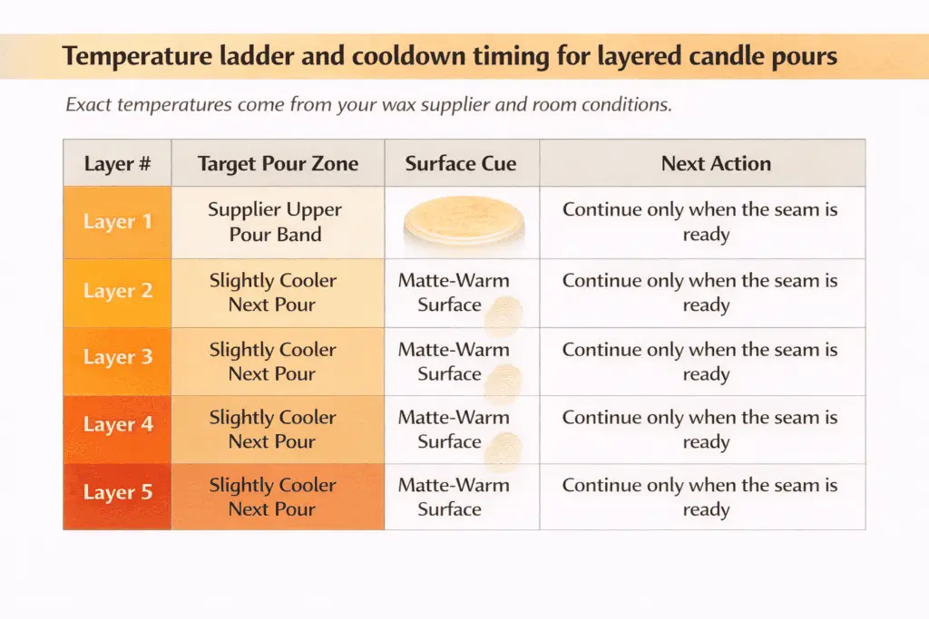 candle making temperature ladder and cooldown timing