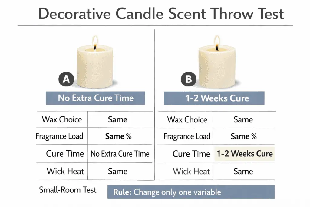 scent throw test and cure-time comparison