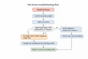 Candle making scent throw and troubleshoot flow