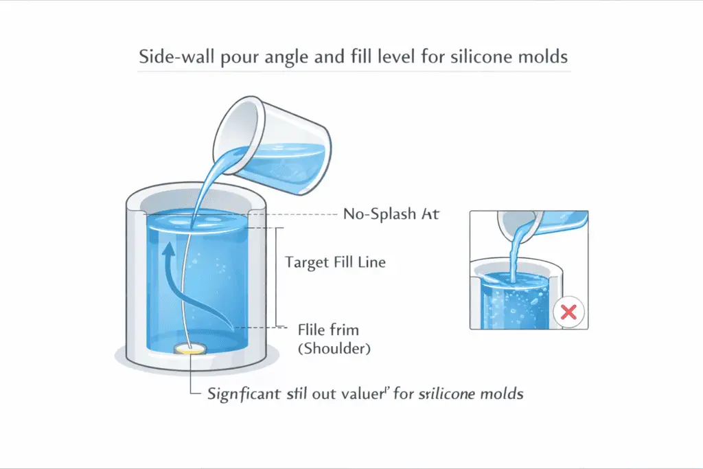 silicone molds and side-wall pour fill level shoulder
