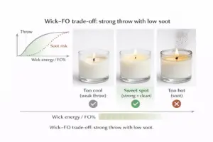 wick FO trade-off + throw sweet spot + soot risk examples