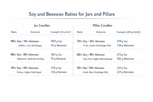soy and beeswax ratio chart for jar and pillar candles