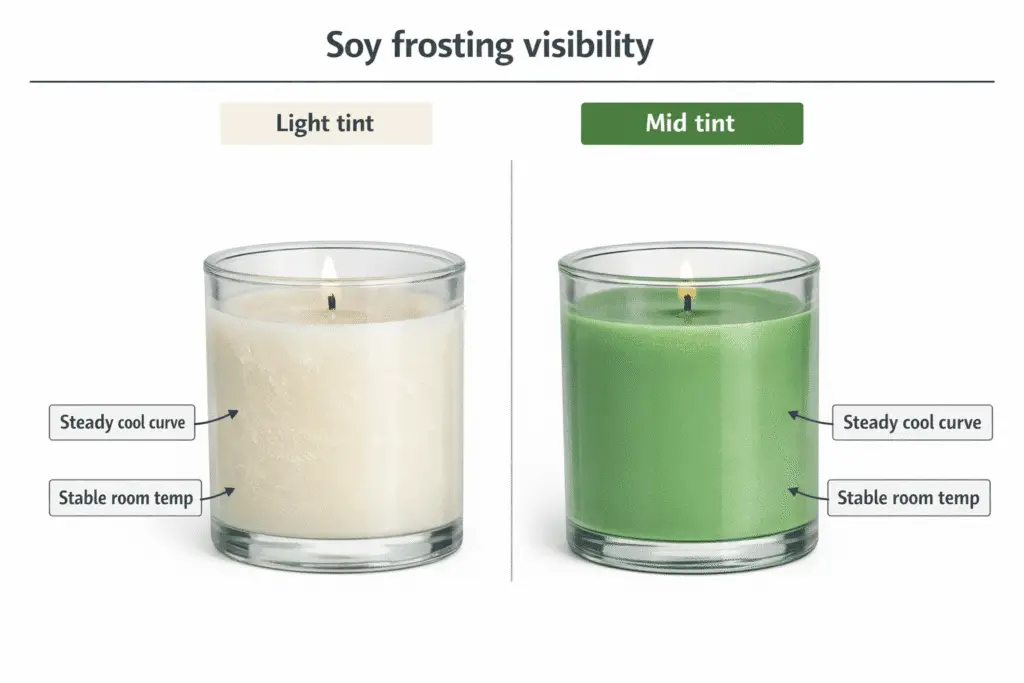 Candle colorants + Frosting Visibility + soy mid-tint vs light tint comparison