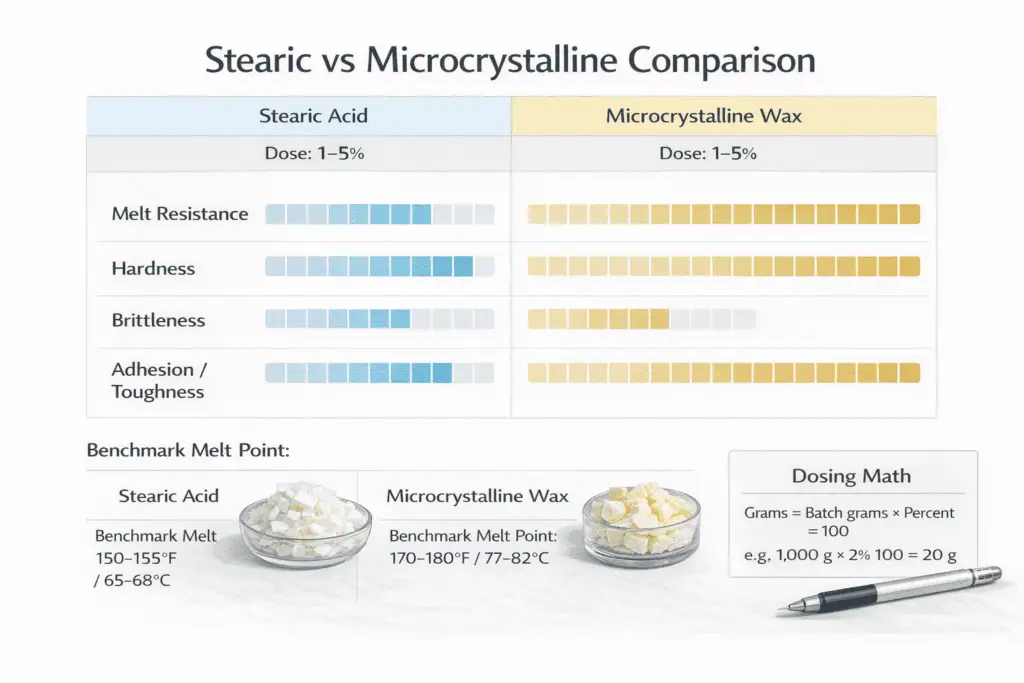 stearic and microcrystalline hardness toughness comparison