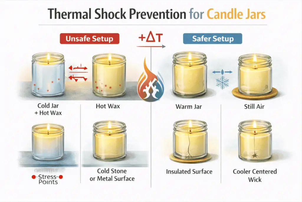 thermal shock candle jars and delta t prevention