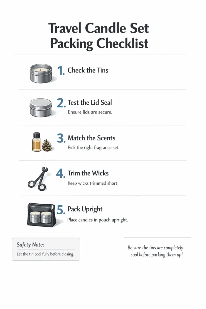 travel candle packing and lid-check checklist