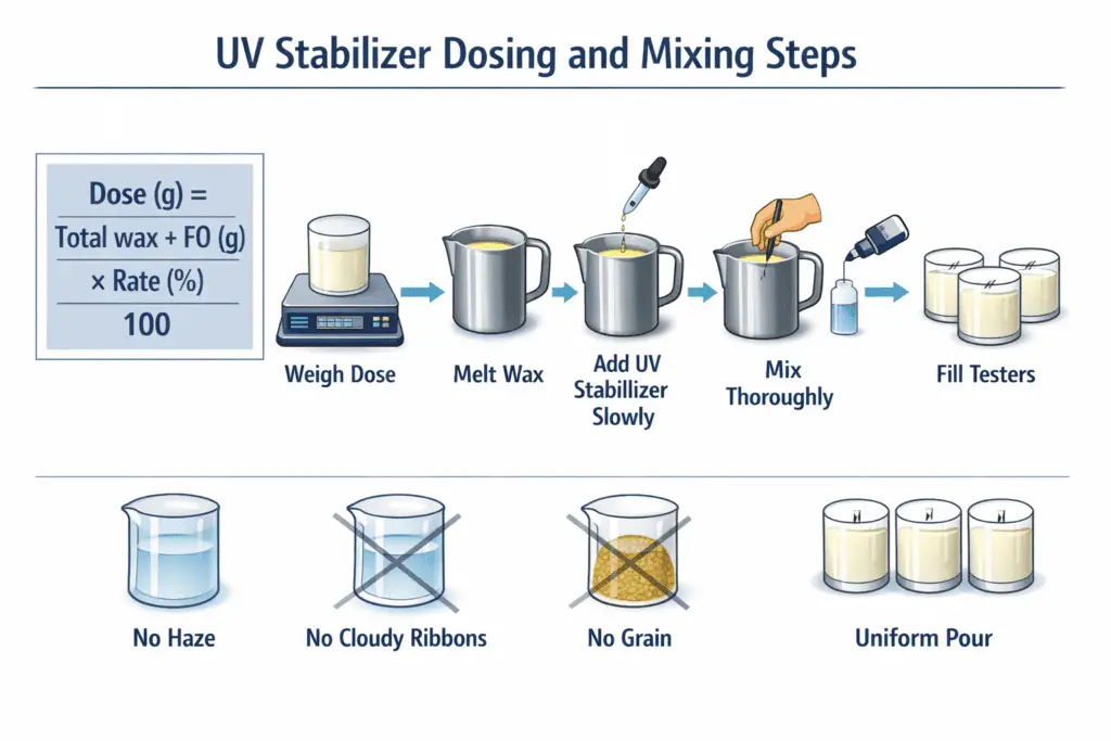 UV dose math and wax mixing steps