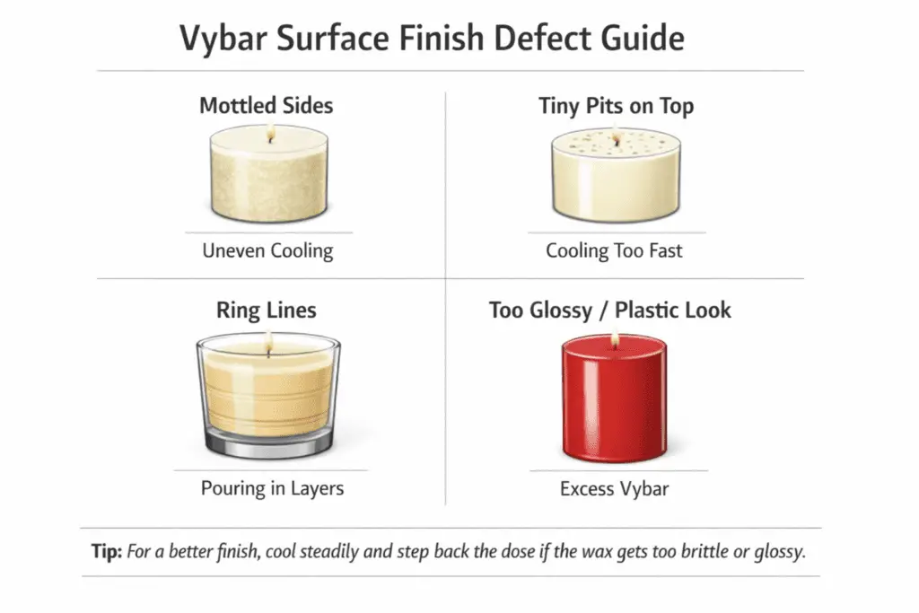 vybar finish defects and likely causes