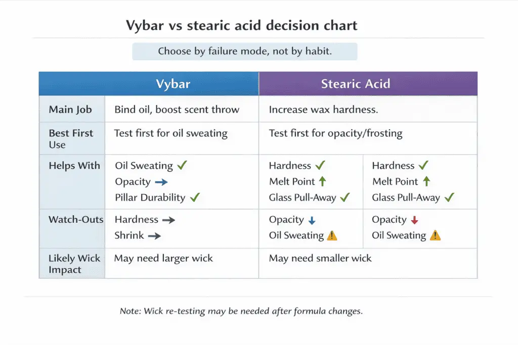 vybar and stearic acid comparison and first-use choices