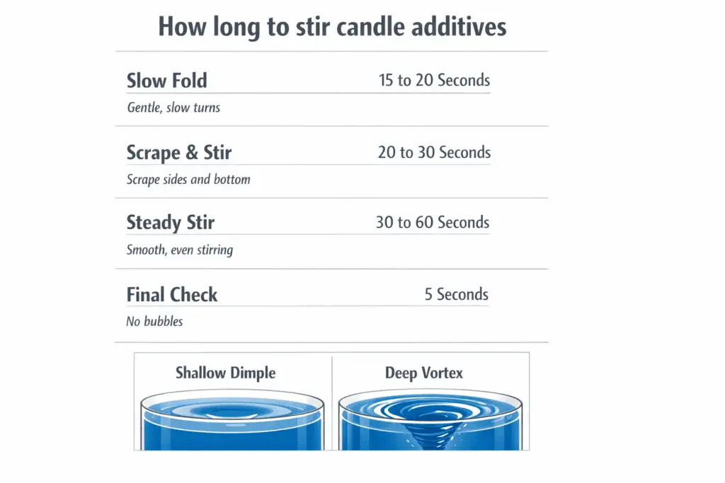 wax stir timing and shallow dimple cue