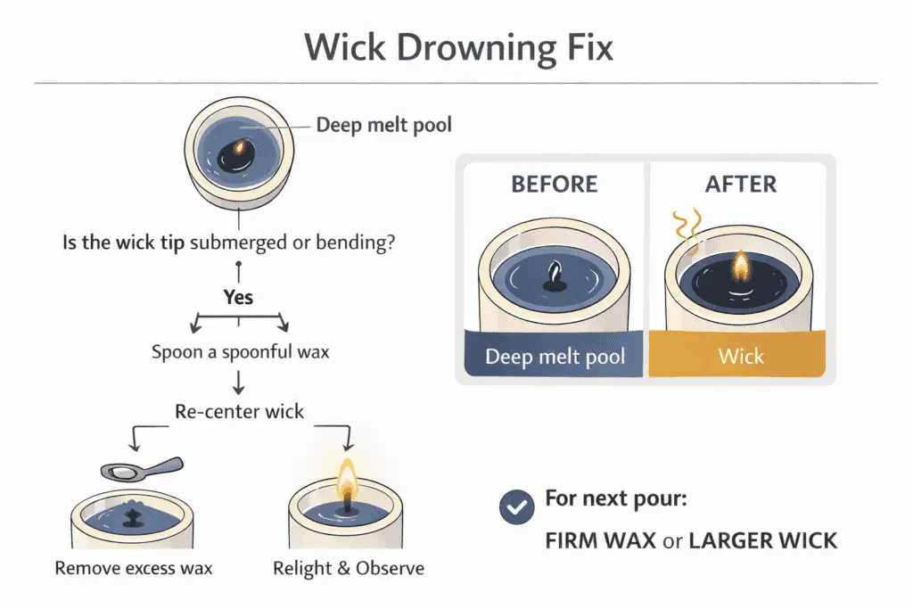 wick drowning and melt-pool rescue