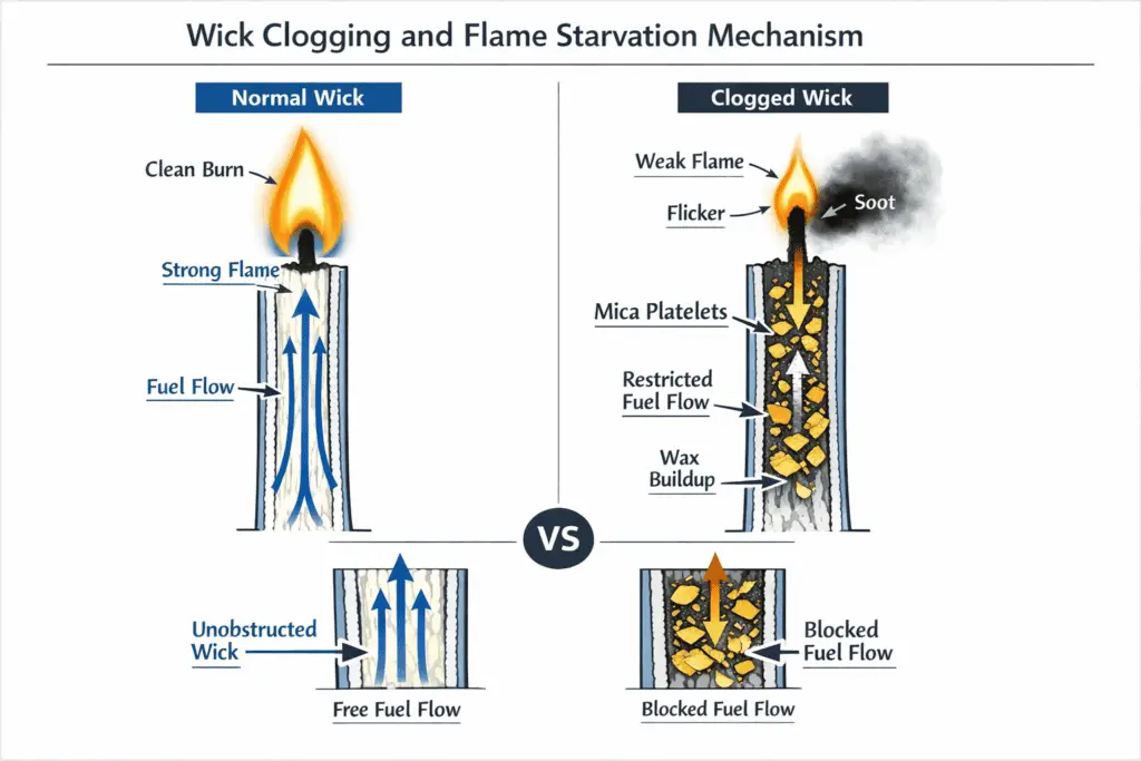 Candle Dye & Coloring + Wick clogging + Mechanism diagram