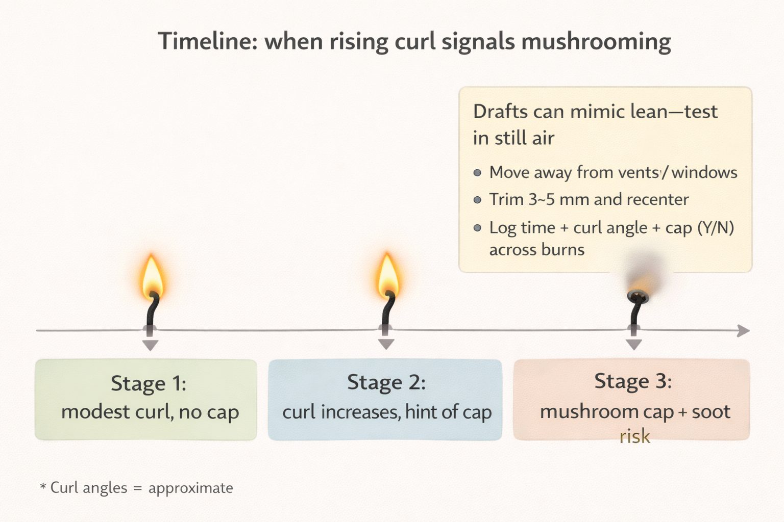 Wick curl + Timeline + Pre-mushrooming progression