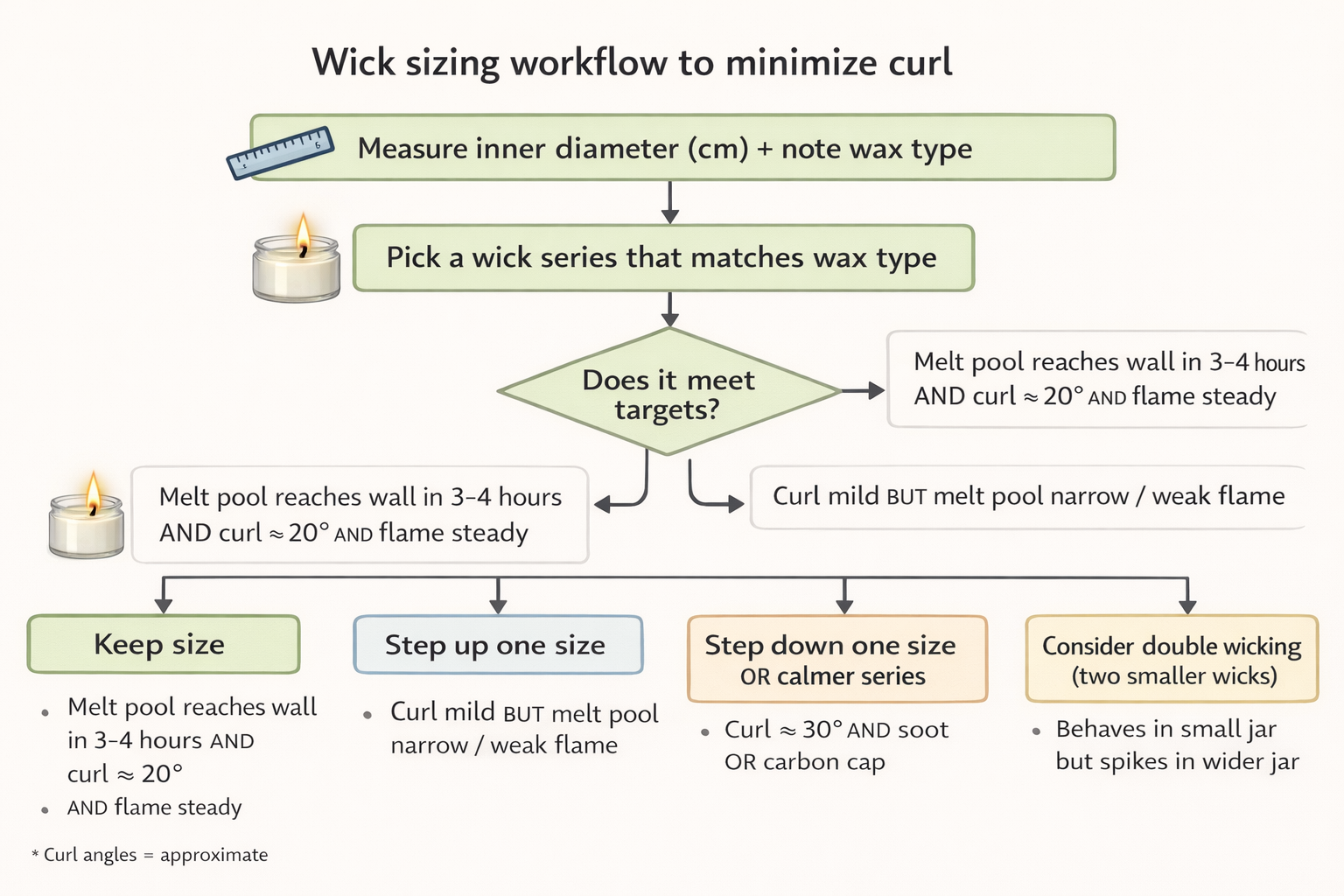 Candle making wick sizing + Flow + Jar diameter to series
