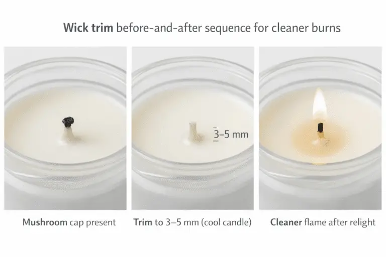 Candle Making + Wick trimming + before-after sequence