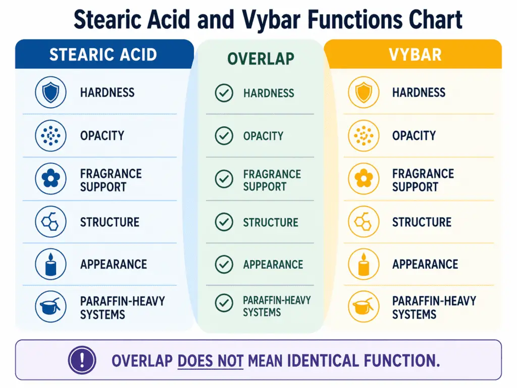 stearic acid and Vybar functions chart