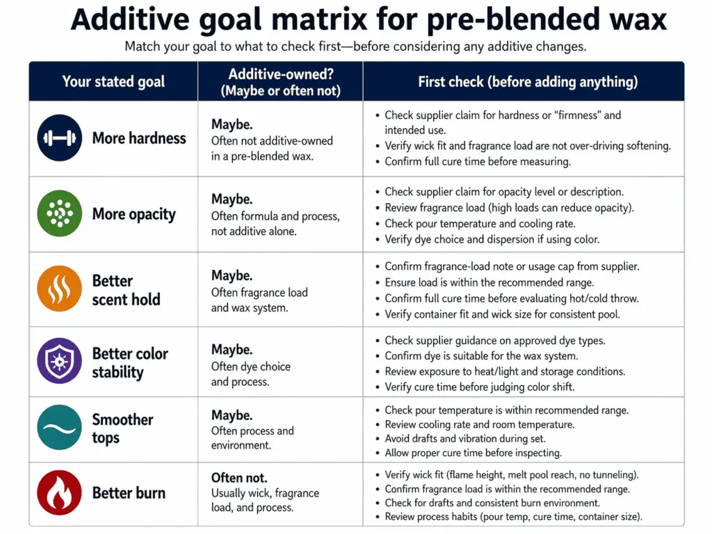 additive goals and first checks matrix
