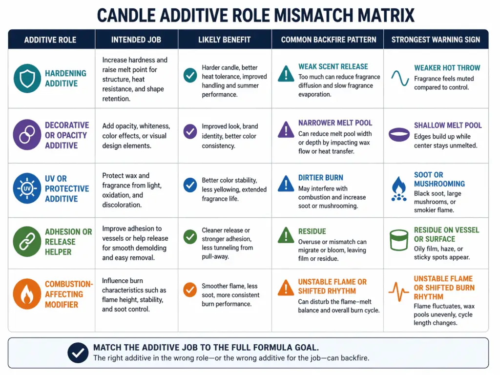 additive role mismatch and burn backfires