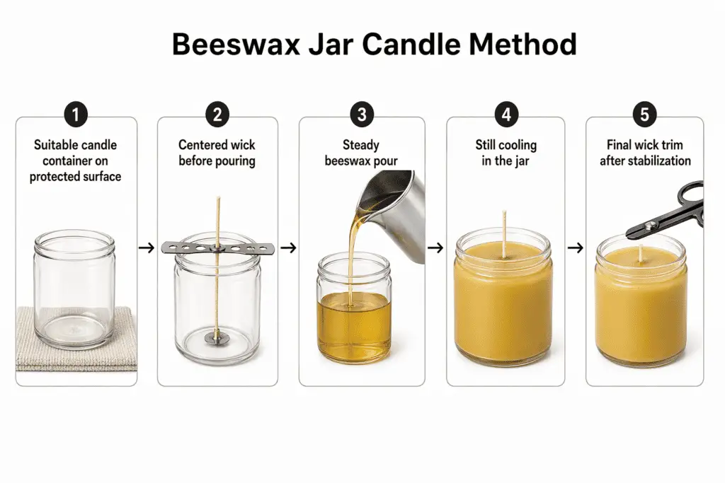 beeswax jar method and centered wick