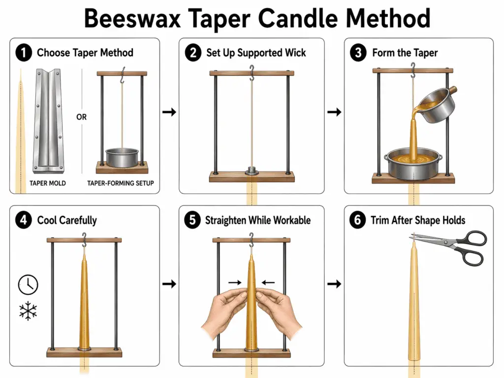 beeswax taper method and straight cooling