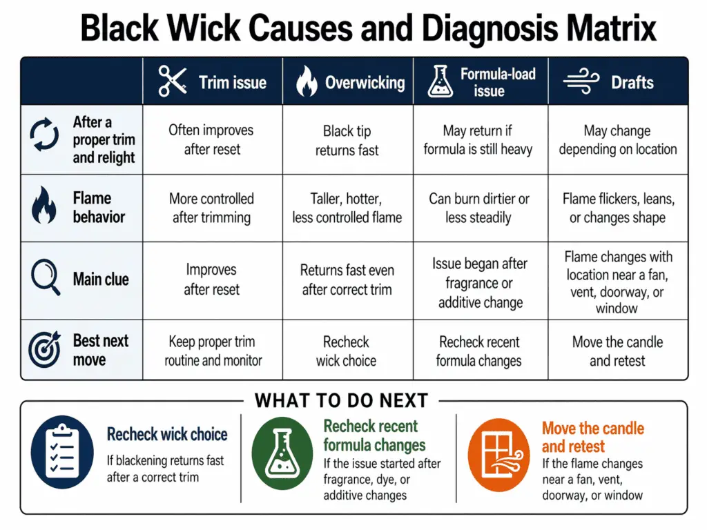 black wick causes and diagnosis matrix