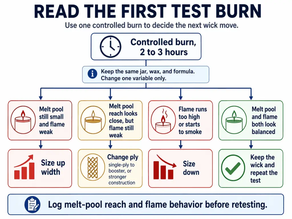 burn test cues and wick adjustment ladder