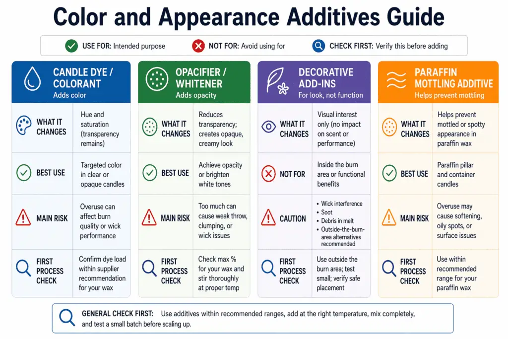 candle colorants and opacity choices