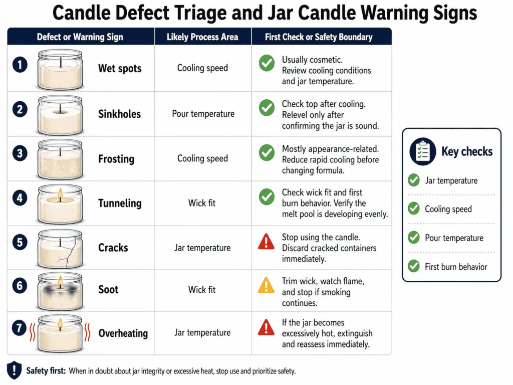 candle defect triage and jar candle warning signs