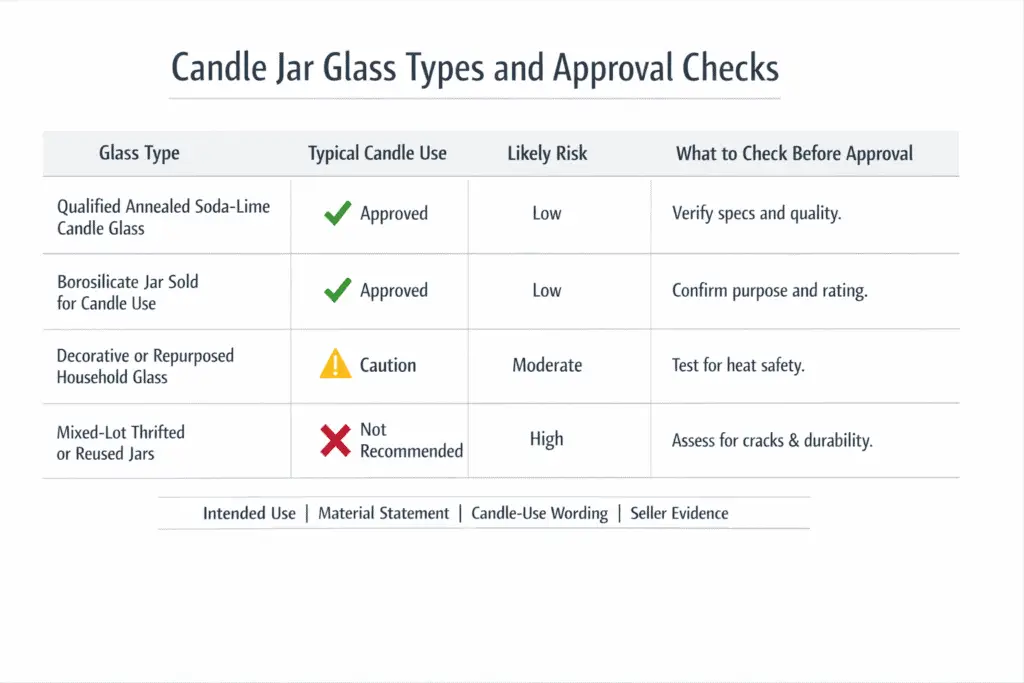 candle jar glass types and approval checks