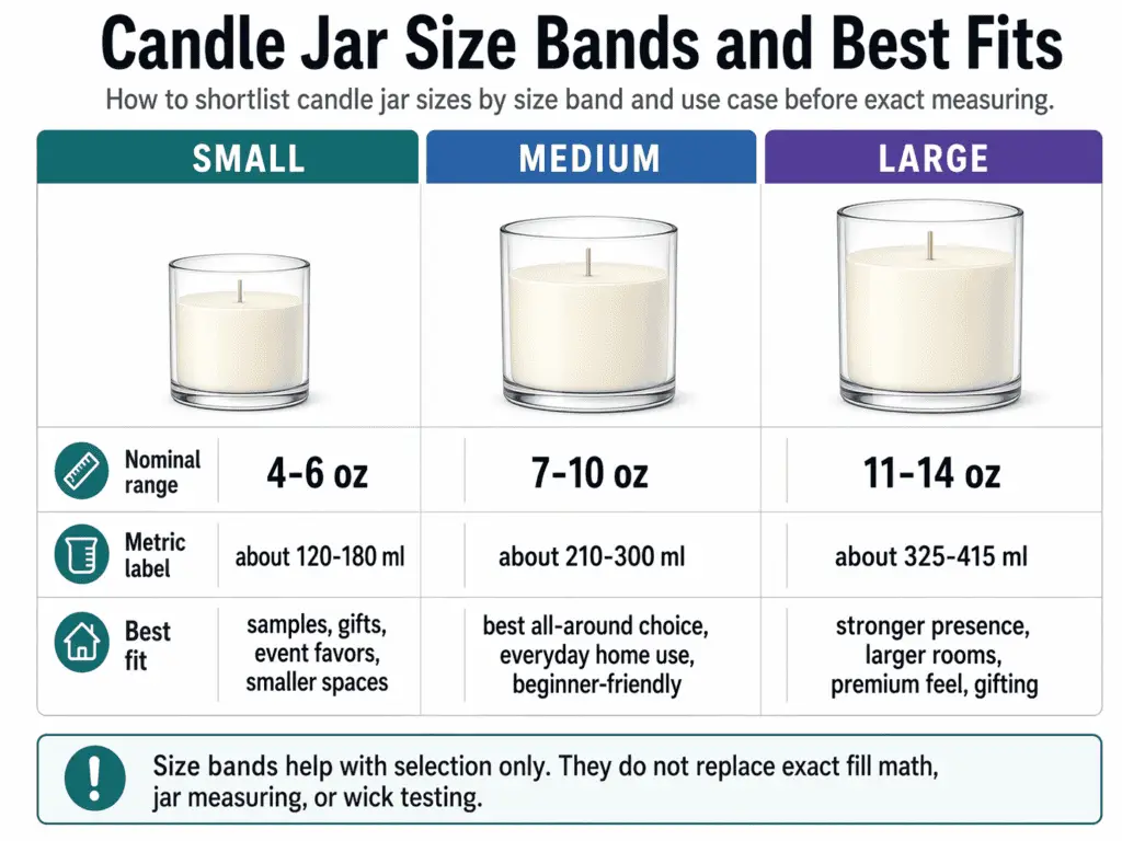 candle jar size bands and best-fit use cases
