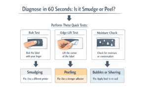 candle label smudge and peel diagnosis