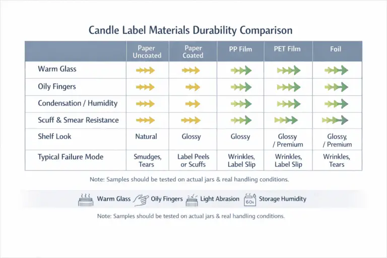 candle label materials and durability comparison