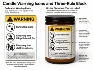 candle warning icons and three-rule block
