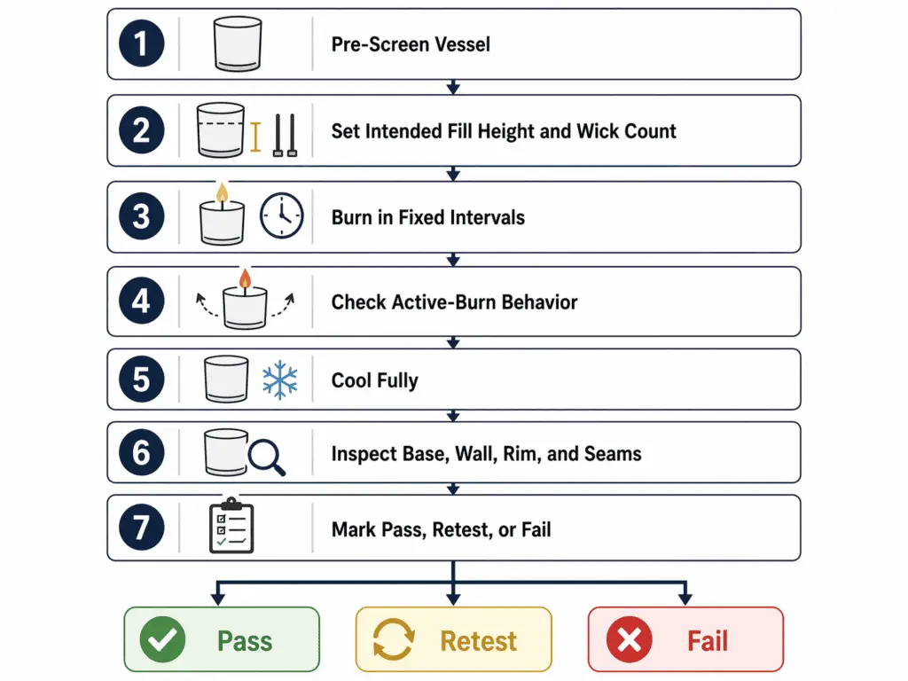 container burn test and approval steps