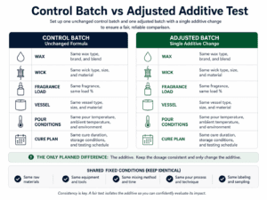 control batch and single additive test comparison