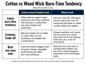 cotton wick and wood wick burn-time comparison