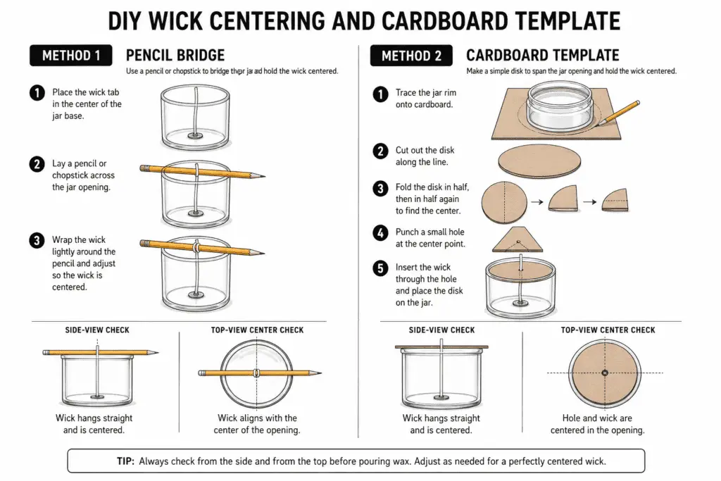 DIY wick centering and cardboard template