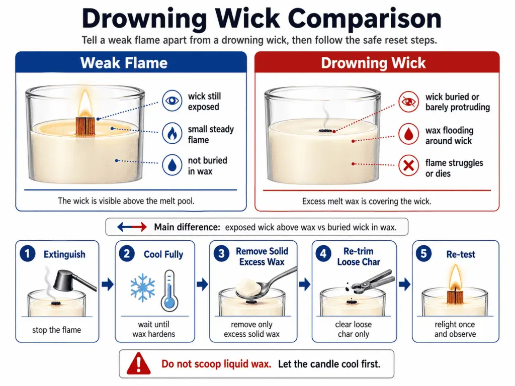 drowning wick comparison and wax removal