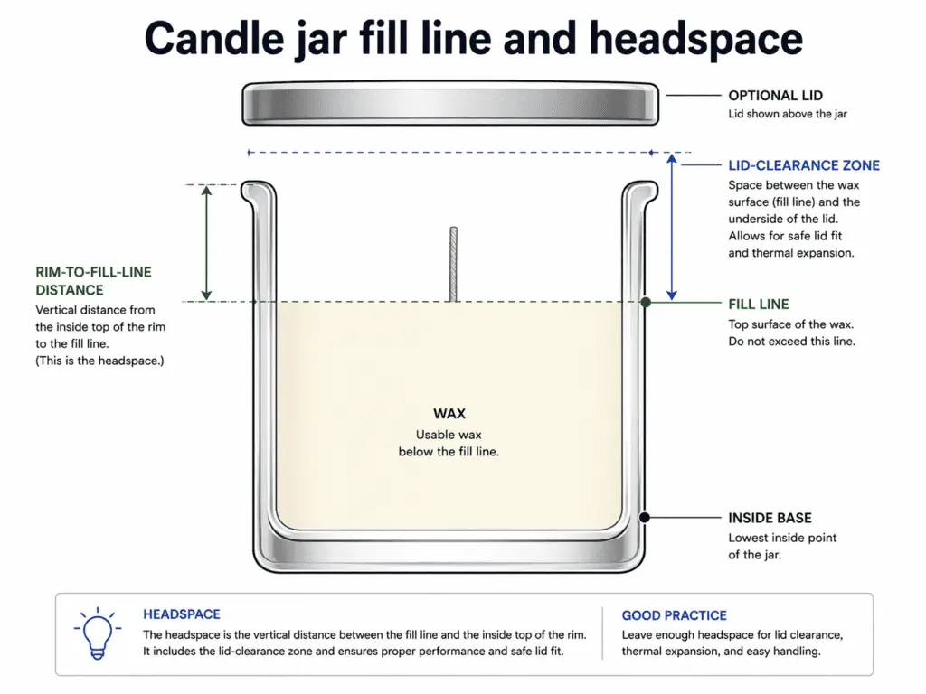candle jar fill line and headspace with lid clearance
