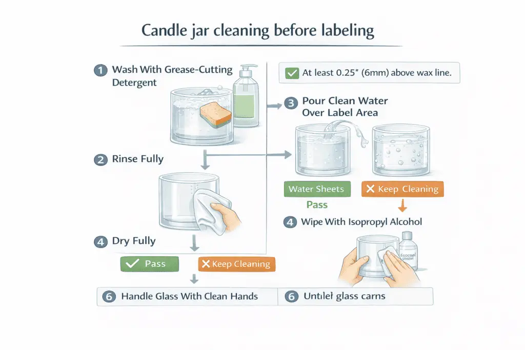 candle jar cleaning and water-break check
